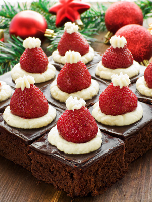 Christmas dessert idea: Santa hat brownies
